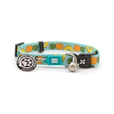 Afbeelding van Max &amp; Molly Fun Whimsy Kattenhalsband met Jingle Bell, Breakaway Veiligheidsgesp, Verstelbare Maat Smart ID Gepersonaliseerde Tag voor Meisje of Jongen Katten/Kittens, Sweet Ananas Design