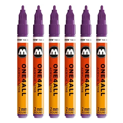 Afbeelding van Molotow Acryl Marker One4All 127HS (2 mm punt, hoog dekkend en permanent, UV bestendig, voor bijna alle ondergronden) #042 johannisbes, 6 pack