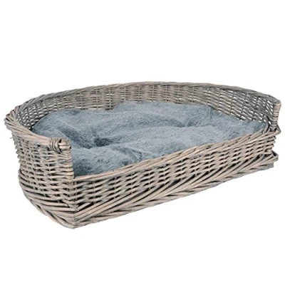 Afbeelding van UNUS hondenmand van wilgentenen XL met kussen grijs voor grote en kleine honden 91 x 70 23 cm