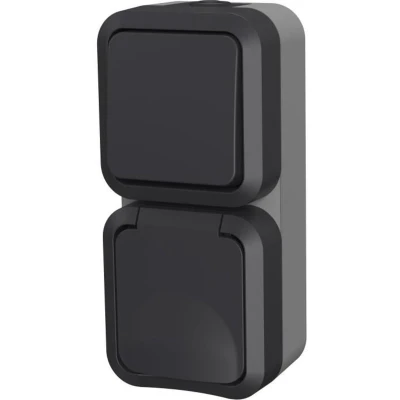 Afbeelding van Dubbele wisselschakelaar + verticaal stopcontact QUARX Aqua Pro Buiten, verticaal, IP55, 25...