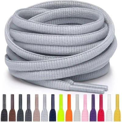 Afbeelding van Miscly Ovale Sport Schoenveters Meerdere Lengtes en Kleuren Beschikbaar (Lichtgrijs, 183 cm)