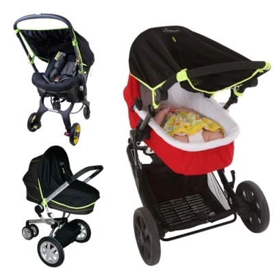 Afbeelding van SnoozeShade Original (0 6m) Universele zonnescherm voor kinderwagen Blokkeert 99% UV Helpt de baby veilig te slapen in Bestverkopende veiligheidsgroene bekleding