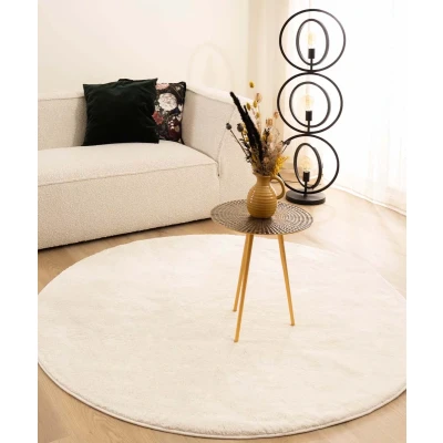 Afbeelding van Velours Tapijt/Vloerkleed Rond Flair Wit 300 Cm