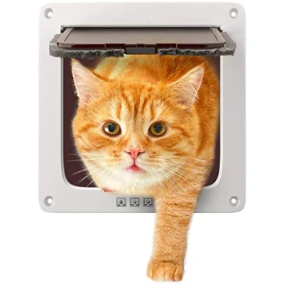 Afbeelding van Sailnovo Kattenklep, 4 weg magneetsluiting voor katten en kleine honden, hondendeur, kattendeur, huisdierklep, 19 x 20 2,1 cm, S, wit