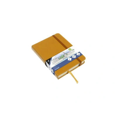 Afbeelding van Kangaro schetsboek A6 okergeel PU hardcover met elastiek en lint K 861211
