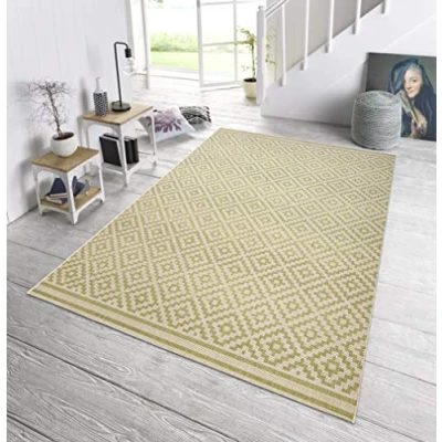 Afbeelding van Buitenkleed Retro Squares 160x230cm Groen 123vloerkleed.nl is de online webshop voor vloerkleden en woonaccessoires.