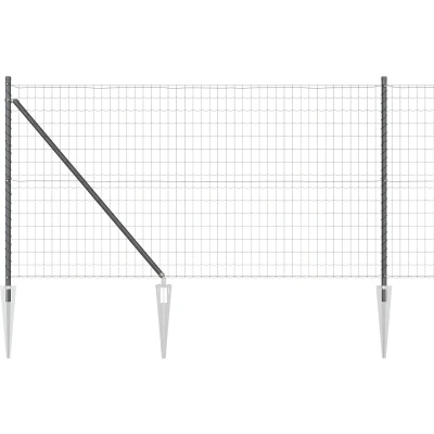 Afbeelding van vidaXL Euro Fence met 13 spikepalen 1x25 m gegalvaniseerd staal grijs