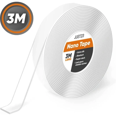 Afbeelding van JUST23 Nano tape 3 Meter Dubbelzijdig Plakband Extra Sterk Herbruikbaar Plakken Zonder Boren Dubbelzijdige