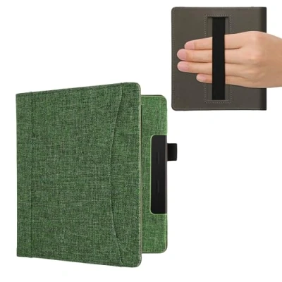 Afbeelding van kwmobile Flip cover eReader hoesje compatibel Met Amazon Kindle Oasis 10. Generation handvat In groen