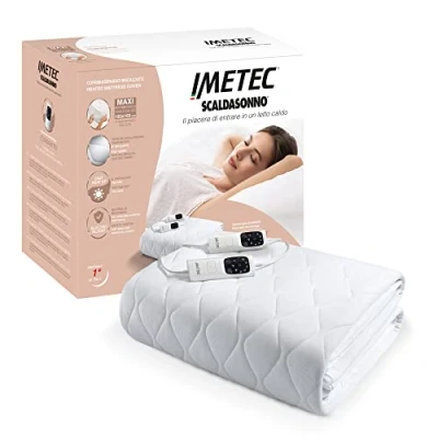 Afbeelding van Imetec Scaldasonno Adapto Maxi matrasoplegger voor tweepersoonsbed, 195 x 165 cm, snelle opwarming, constante en individuele temperatuur, anti allergische stof, gewatteerd, dubbele controle, 6 temperaturen