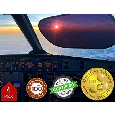 Afbeelding van kinder Fluff Autoruitzonwering (4 Stuks) De Enige Gecertificeerde Cockpit en Zonnescherm Voor Baby&#039;s Piloten Waarvan Bewezen is Dat Deze 99,95% UVR blokkeert Zonwering Vliegtuigen S