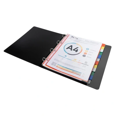 Afbeelding van Exacompta ref. 93H Soepele Polypropyleen tabbladen met 12 neutrale tabs Niet scheurbaar Formaat A4 Afmetingen: 24,5 x 29,7 cm Geassorteerde kleuren