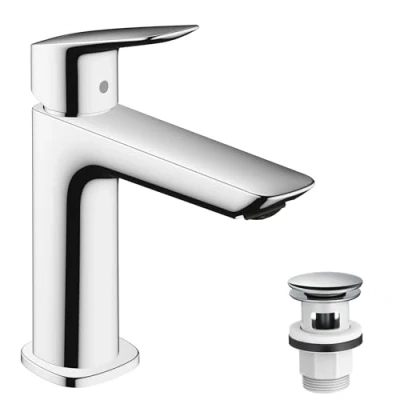 Afbeelding van hansgrohe Logis Fine ééngreeps wastafelmengkraan 100 met afvoerplug chroom