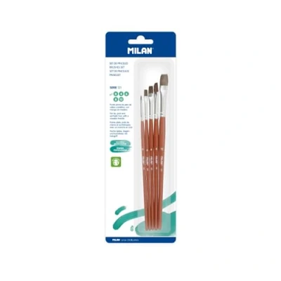 Afbeelding van MILAN® Blisterverpakking met 3 platte penselen serie 121, nr. 0, 4, 6, 8 en 12