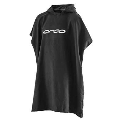 Afbeelding van Orca Hooded Poncho of Aankleedjas Handdoek voor Strand Watersport &amp; Surfen Zwart Lichtgewicht Unisex