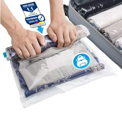 Afbeelding van SilverRack Vacuümzakken, set van 12 stuks, in 3 maten (4 x 35 50 cm / 4 40 60 70 cm) vacuümzakken voor op reis kleding rol vacuüm kledingzakken