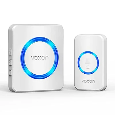 Afbeelding van VOXON Deurbel, voor buiten, waterdicht, IP65, draadloze deurbelset, batterijvoeding, met 2 ontvangers, bereik 3 werkmodi, 60 beltonen en 5 traps volume
