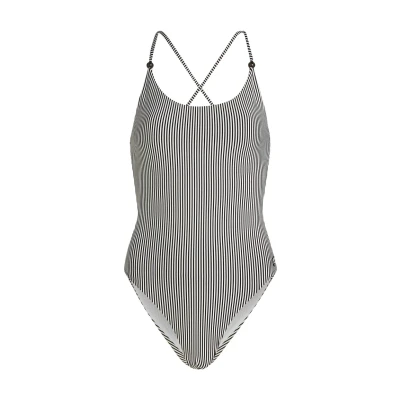 Afbeelding van KARL Lagerfeld IKON Badpak whiteblack stripe, Dames, Maat: Large, White black stripe