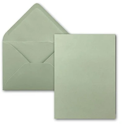 Afbeelding van Kaarten met enveloppenset, enkele kaarten, DIN A5, 14,8 x 21 cm, eucalyptus enveloppen, C5 15,4 22 natte plakrand