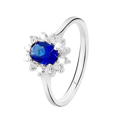 Afbeelding van Lucardi Ring blauw / zilver transparant