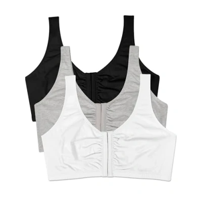 Afbeelding van Fruit of the Loom Dames Front Close Builtup Sportbeha, Zwart/Wit/Heather Grey 3 pack, 36