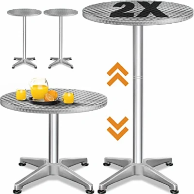 Afbeelding van Casaria Set van 2 Statafels In Hoogte Verstelbaar 70cm/115cm Aluminium Rond Tuin Bistrotafel Bartafel Partytafel