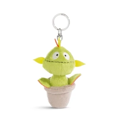 Afbeelding van sleutelhanger Vleesetende plant Gisela 10 cm groen Duurzame metgezel knuffeldierhanger met sleutelring voor sleutelkoord, tas, rugzak en meer