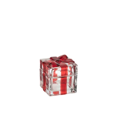 Afbeelding van J Line voorraadpot geschenkendoos glas rood small