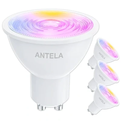 Afbeelding van ANTELA Wifi Smart GU10 Bulb Compatibel met Alexa en Google Home, Koel/Warm Licht 2700K 6500K, RGB 16 Miljoen Kleuren, 4.5W, 326LM, CRI 80, 15000hrs, 4 Pack
