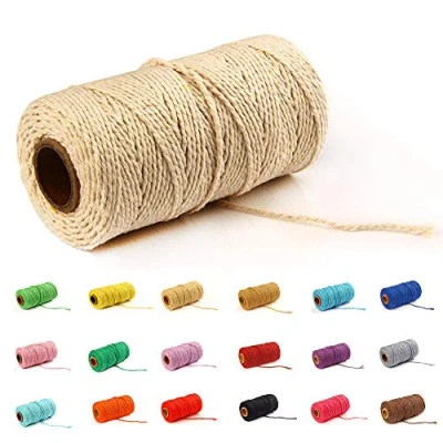 Afbeelding van 100 Yard / 2 mm gekleurde katoenen touw Craft koord maken breien String voor ambachten geschenkverpakking (Beige 1)