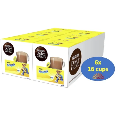 Afbeelding van Nescafé Dolce Gusto capsules Nesquik chocolademelk 6x16cups =96 cups geschikt voor 96 drankjess