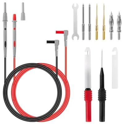 Afbeelding van QIMEI SHOP Meetleidingen voor multimeter, banaanstekker, kabel, meetkabel 1 m, met testsonde mm, 2 4 testsondes, 0,7 vervangbaar digitale elektrische test, 11 stuks
