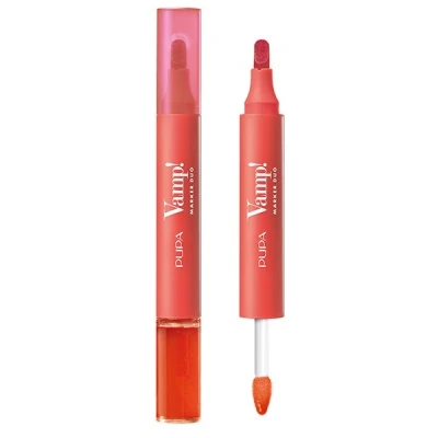 Afbeelding van Pupa Vamp! Marker Duo lippenstift + lipgloss met hyaluronzuur 3 in 1 voor definiëren, vullen en kleuren, lipcontouring verkrijgbaar 9 kleurvarianten (007 Red Potion)