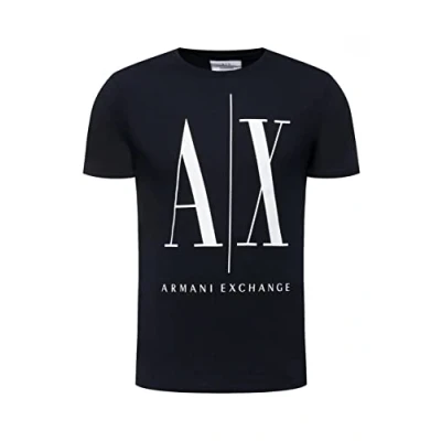 Afbeelding van Armani Exchange heren T shirt met logoprint in de kleur Donkerblauw, maat: XXL