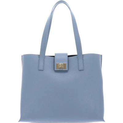 Afbeelding van FURLA Leren Handtas Schoudertas 1927 Soft Tote 36 Celestial Blauwgrijs