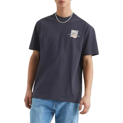 Afbeelding van Marc O&#039;Polo Denim Orange Fibre Capsule Print Tshirt print, Heren, Maat: Large, True navy