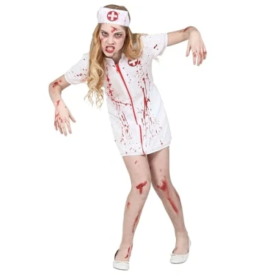 Afbeelding van Widmann Verpleegster &amp; Masseuse Kostuum Besmeurd Met Bloed Zombie Kind Meisje Wit / Beige Maat 128 Halloween Verkleedkleding