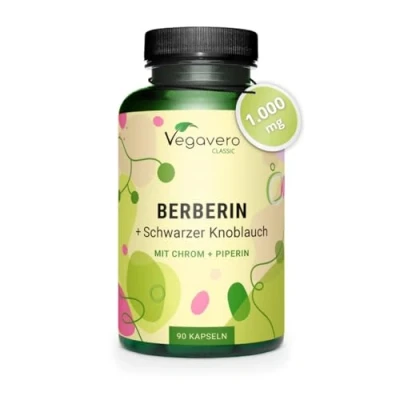 Afbeelding van Vegavero Berberine capsules 1000 mg HOGE DOSIS extract 50:1 Chroom + Zwarte Knoflook Piperine Veganistisch en zonder toevoegingen Laboratoriumgetest