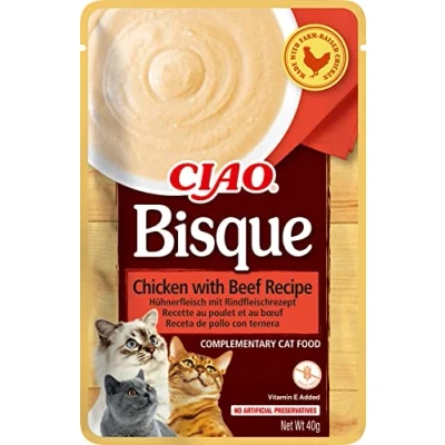 Afbeelding van INABA Ciao Bisque Crèmesoep voor katten, kip &amp; rund 1x40g, natvoer zonder granen