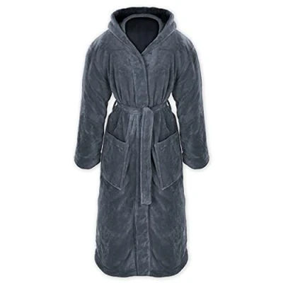 Afbeelding van Knuffelzachte fleecebadjas voor dames en heren met capuchon maat S XXXL Oeko Tex Standard 100 flanelfleece