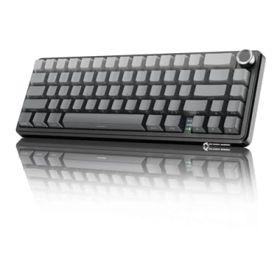 Afbeelding van MAMBASNAKE X ATTACK SHARK X66 65% Draadloos Mechanisch Toetsenbord met Knop, Hot Swap RGB Gaming 60 Procent, BT/2.4G/USB C, Lineaire Schakelaar,Zijkant Bedrukte PBT Toetskap Moonlit Night