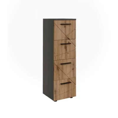 Afbeelding van Vicco IrmaMidikast 30 x 95 cm met 4 laden Antraciet/Artisan