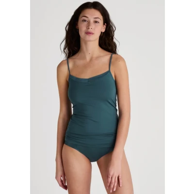 Afbeelding van Calida Cate Satin Spagetti Top Petrol katoen Small Dames