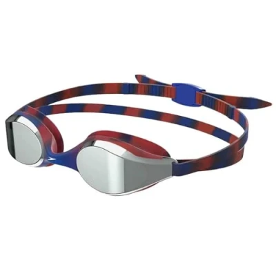 Afbeelding van Speedo Junior Hyper Flyer zwembril, comfortabele pasvorm, verstelbaar ontwerp, anti condens, lek, marineblauw/rood/grijs, eenheidsmaat