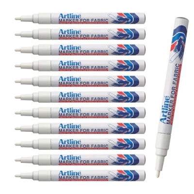 Afbeelding van artline Stof wasmarkeerstiften, permanente verf, wit, 1,2 mm, verpakking van 12 (EKC 1)