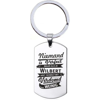 Afbeelding van Niemand Is Perfect Wilbert RVS Sleutelhanger