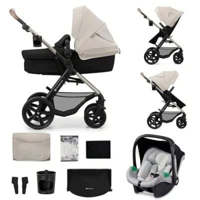 Afbeelding van Kinderkraft MOOV 2 Kinderwagen 3 in 1, met Autostoeltje MINK PRO I Size 40 75 cm, tot 26 kg, Combikinderwagen, Kinderwagenset, Reissysteem, Verstelbare rugleuning, Grijs