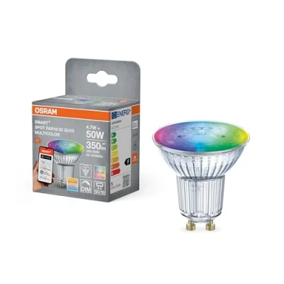 Afbeelding van OSRAM SMART+ LED spot, GU10, 4,7W, RGBW, reflectorvorm, wifi, bedienbaar via app en spraakassistenten zoals Alexa, Google Home, dimbaar, met Matter