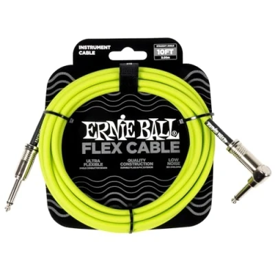 Afbeelding van Ernie Ball 6465 Flex 3 meter instrumentkabel geel haaks recht