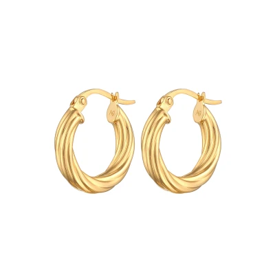 Afbeelding van Elli Twisted LOOK Oorbellen goldcoloured, Dames, Maat: One Size, Gold coloured